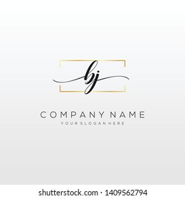 BJ handwriting initial logo template vector.