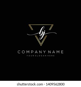 BJ handwriting initial logo template vector.