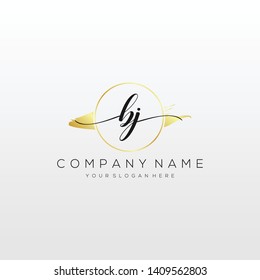 BJ handwriting initial logo template vector.
