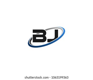 BJ initial company blue black swoosh logo