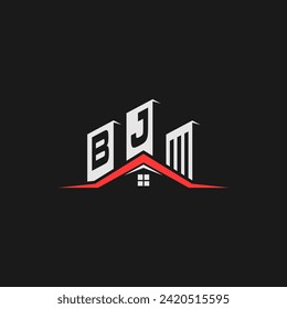 BJ Construcción inicial Inmobiliaria Logotipo de vivienda Vector de diseño