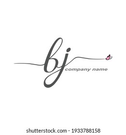 BJ logotipo de escritura a mano inicial lujo belleza vectorial