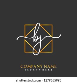 BJ Initial Handwriting logo template vector