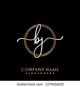 BJ Initial Handwriting logo template vector