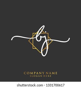 BJ Initial handwriting logo template