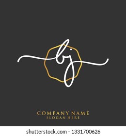BJ Initial handwriting logo template