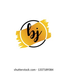 BJ  Initial Handwriting logo template vector