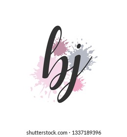 BJ  Initial Handwriting logo template vector