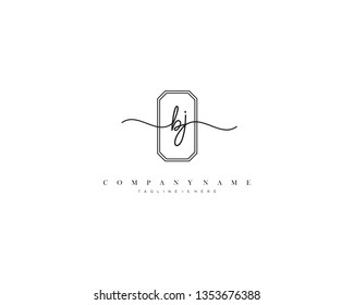 BJ initial handwriting logo template vector