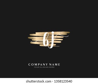  BJ initial handwriting logo template vector