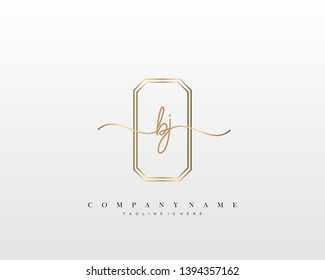 BJ initial handwriting logo template vector