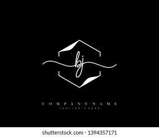 BJ initial handwriting logo template vector
