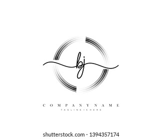 BJ initial handwriting logo template vector