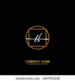 BJ Initial handwriting logo template vector