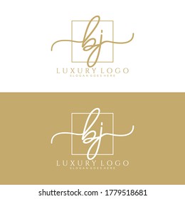BJ Initial handwriting logo template vector