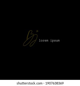 BJ initial isolated black handwriting or handwritten logo for identity