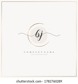 BJ Letra inicial logotipo de escritura a mano modelo de plantilla dibujado a mano vector, logotipo para belleza, cosméticos, boda, moda y negocios y otros
