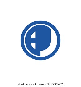BJ initial letters circle business logo blue