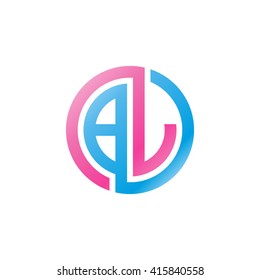 BJ initial letters linked circle logo pink blue