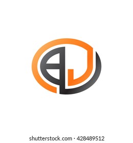 BJ initial letters looping linked ellipse logo orange black
