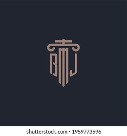 BJ initial logo monogram with pillar style design for law firm and justice company