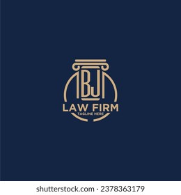 BJ initial monogram for law firm with creative circle line
