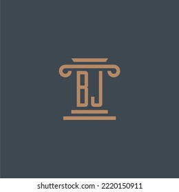 BJ initial monogram for lawfirm logo with pillar design