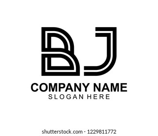 BJ Initial outline logo template vector