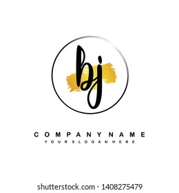 BJ initial signature logo. handwriting logo template vector,