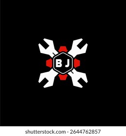 BJ Initials Vektor Stok Otomotif Logo Design