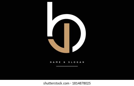 Monograma del logotipo de las letras abstractas BJ, JB, B,J