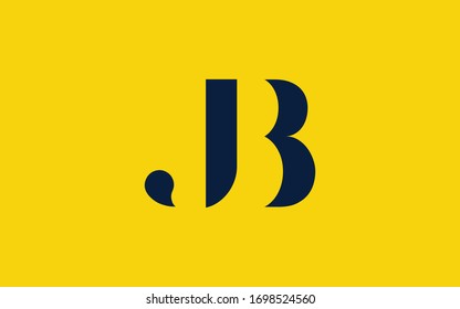 BJ or JB and B or J Letter Initial Logo Design, Vector Template