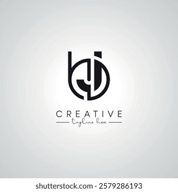 BJ JB Letter Modern Artistic Logo Design. Initial Based Vector Template.