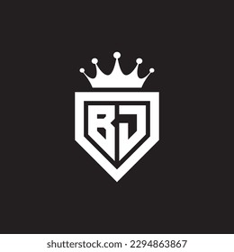 BJ or JB logo monogram symbol shield with crown shape design vector