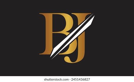 bj letter logo design template elements. bj vector letter logo design.