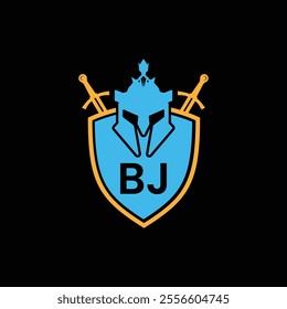 BJ letter Logo with Shield, BJ shield logo design template