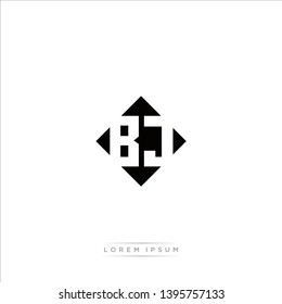 BJ Logo Capital Modern of Negative Space Square Designs Template with White Background