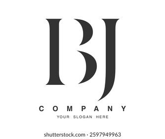 BJ logo design. Initial letter b and j serif font style. Creative classic company name typography. Trendy logotype or identity. Vector illustration.