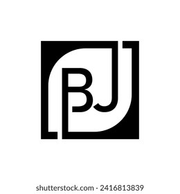 BJ Logo Design Vorlage Vektorgrafik mit quadratischem Hintergrund.