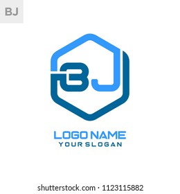 BJ logo letter initial, Abstract polygonal Background Logo,