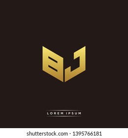BJ Logo Letter Initial Logo Designs Templete with Gold and Black Background