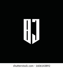 BJ logo monogram with emblem style isolated on black background