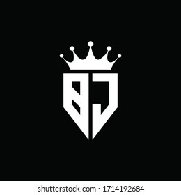 BJ logo monogram emblem style with crown shape design template