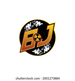 BJ Logo Monogram Gaming with Gas Shape designs template vector icon modern