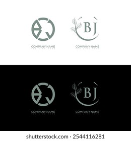 BJ minimalista e design clássico conjunto de logotipo. Vetor de forma circular monograma BJ. BJ design único.
