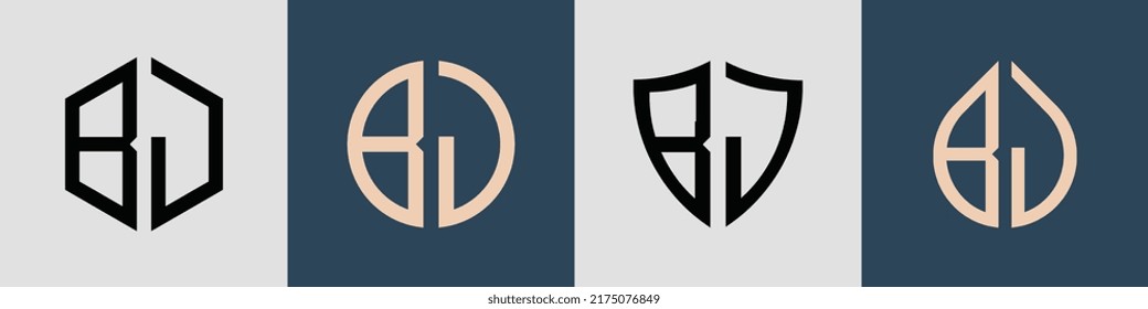 BJ moderne Anfangsbuchstaben Logo Design Vektorbündel. Es ist geeignet, für welche Firma oder Marke diese anfänglich gegründet wird.