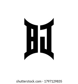 BJ monogram logo with curved side design template