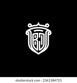 BJ shield initial monogram with high quality professional design that will print well
