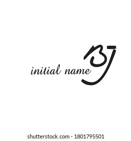 BJ Signature inicial plantilla de logotipo vectorial