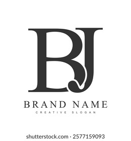 BJ trendy logotype template. Initial letter b and j classic font style. Creative logo for company name or identity. Vector illustration.